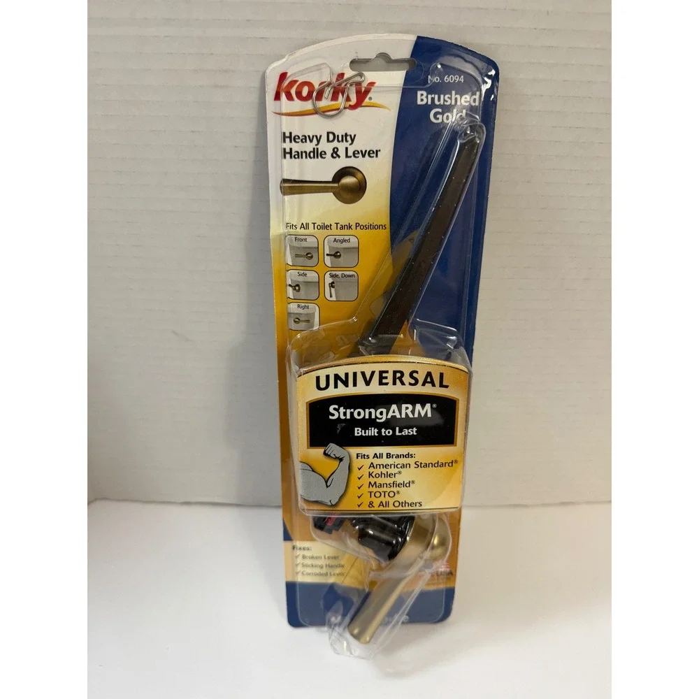Korky 6094 StrongARM Universal Toilet Tank Lever Brushed GOLD Heavy Duty Metal